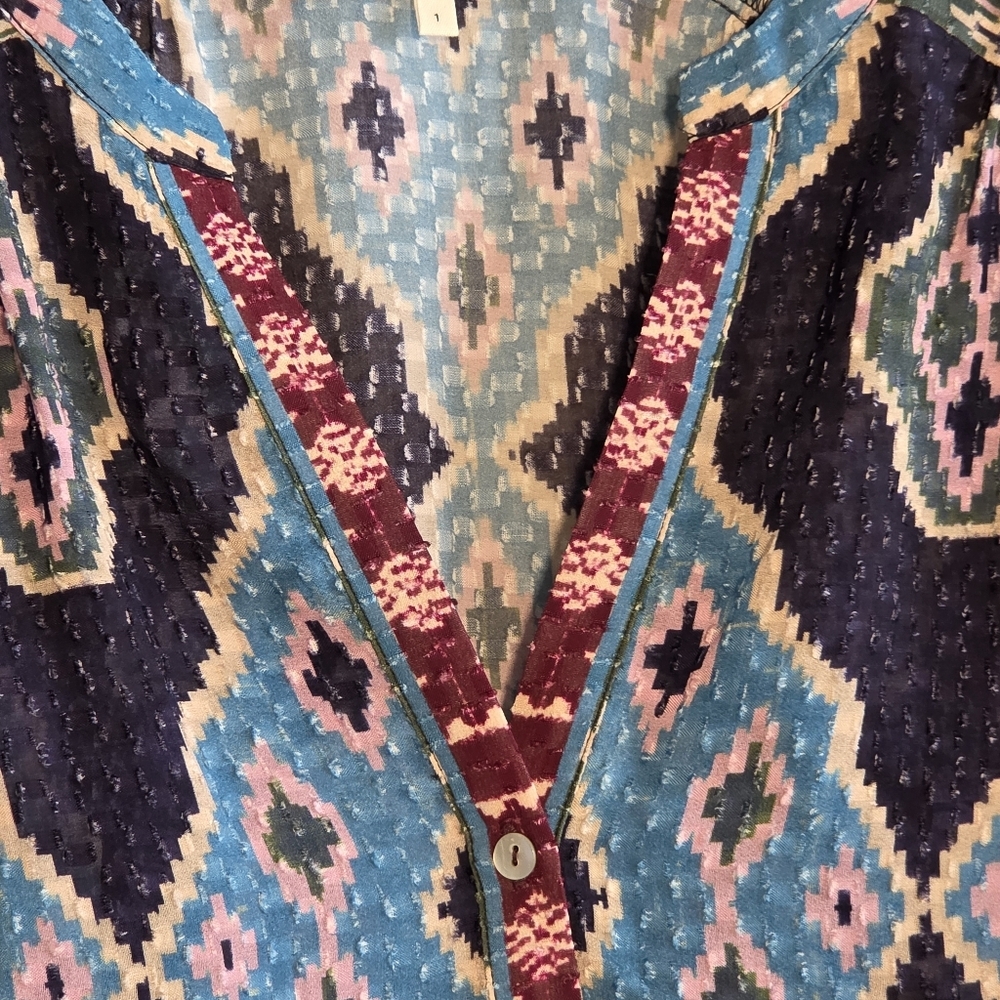 ba&sh Mad Graphic Printed Boho Blouse ASO Ginny & Georgia Sz 4 - Picture 7 of 15